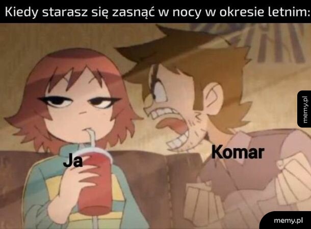 Postacie z animacji, jedna pije napój, druga krzyczy.