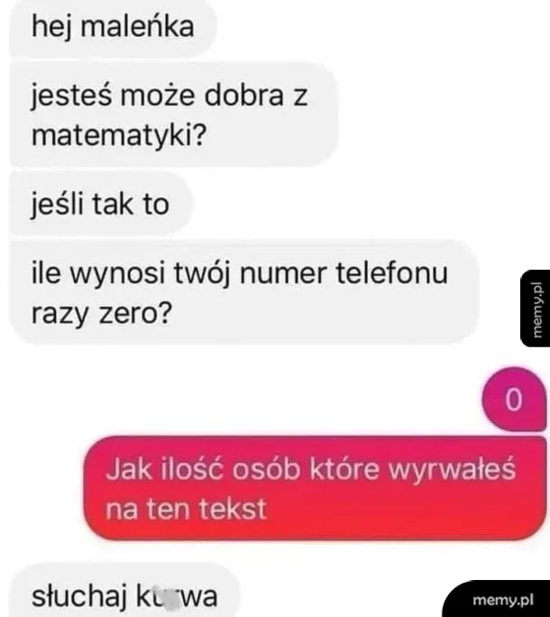 Rozmowa tekstowa między dwiema osobami, z pytaniem o numer telefonu.
