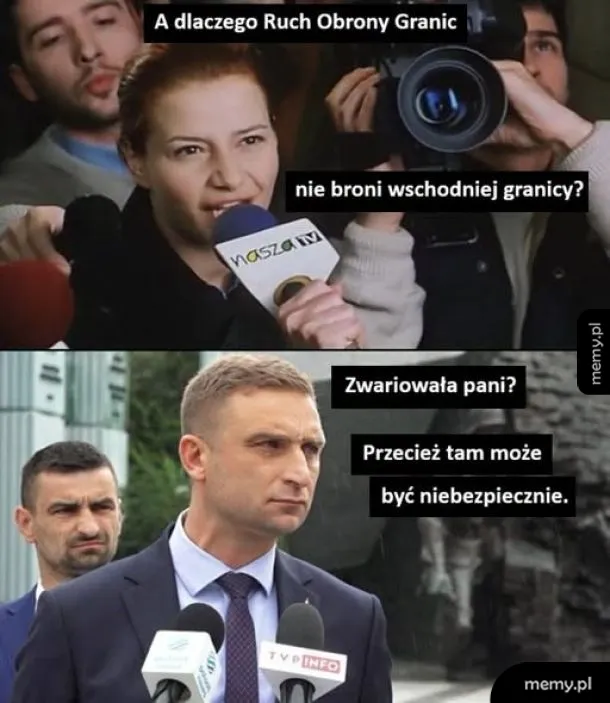 Kobieta z mikrofonem zadaje pytanie, mężczyzna w garniturze odpowiada.
