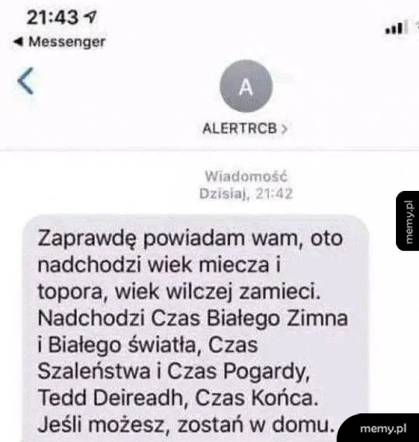 Tekst wiadomości z informacjami o nadchodzących wydarzeniach.