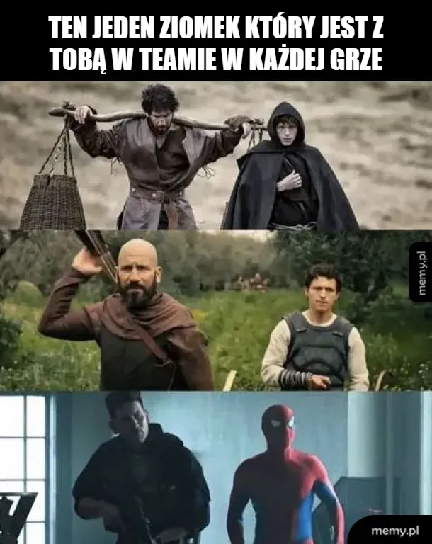 Cztery postacie z różnych filmów w różnych sceneriach.