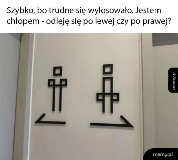 Dwa symbole na drzwiach toalet, jeden dla mężczyzn, drugi dla kobiet.