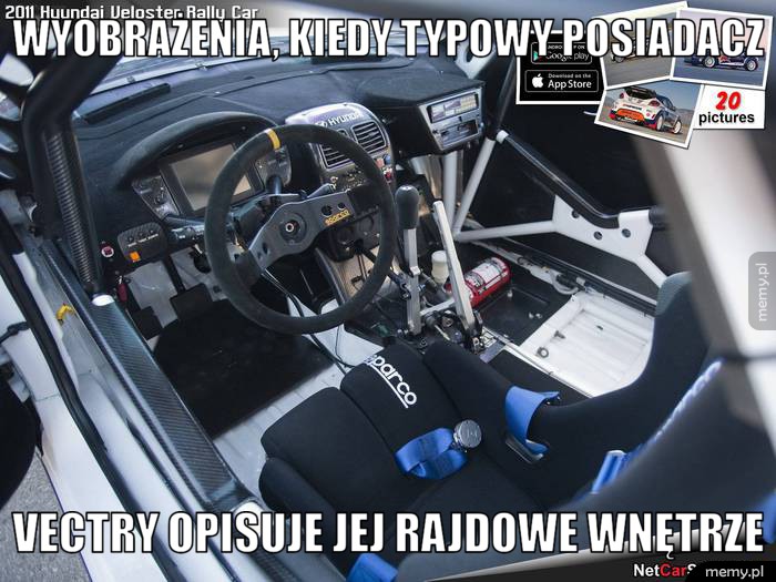 Wyobrażenia, kiedy typowy posiadacz  Vectry opisuje jej rajdowe wnętrze