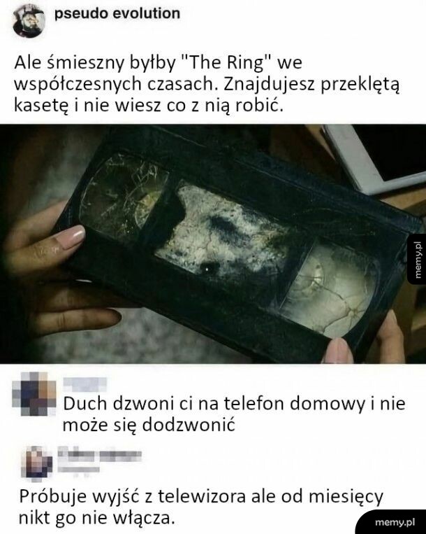 Mem o filmie The Ring we współczesnych realiach zniszczonej kasety VHS