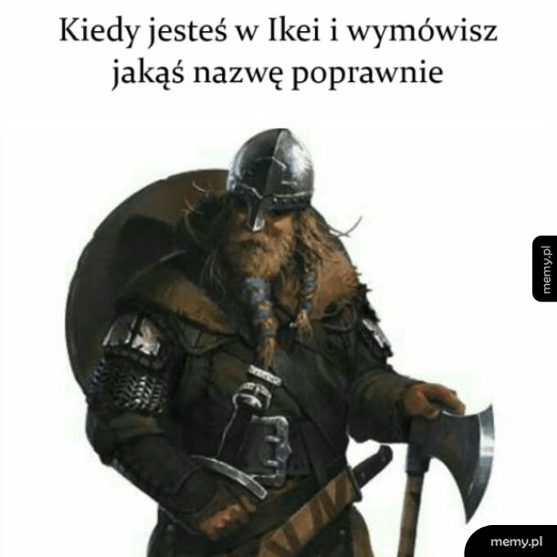 Ilustracja przedstawiająca uzbrojonego wikinga z toporem i tarczą.