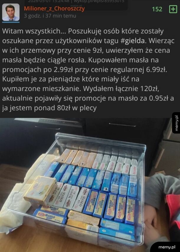 Szuflada pełna kostek masła zakupionych w celach inwestycyjnych